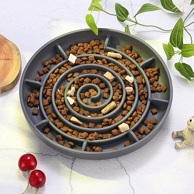 Slow Feeder Bowl, Soft Silicon Rubber Slow Down Eating Time for Dog, Cat, Puppy Pet with Strong Suction Cups for Dog Bowls