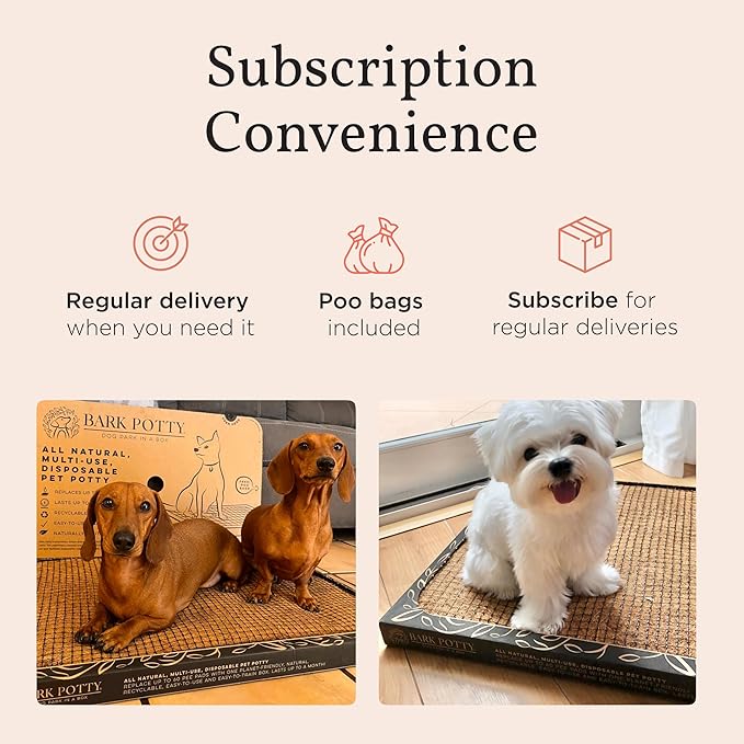 Puppy Bark Potty Natural Dog Potty for Small Dogs & Teething Puppies - Odor Neutralizing Reusable Indoor Solution for Apartments - Eco-Friendly Pee Pad Alternative - Large 30x20