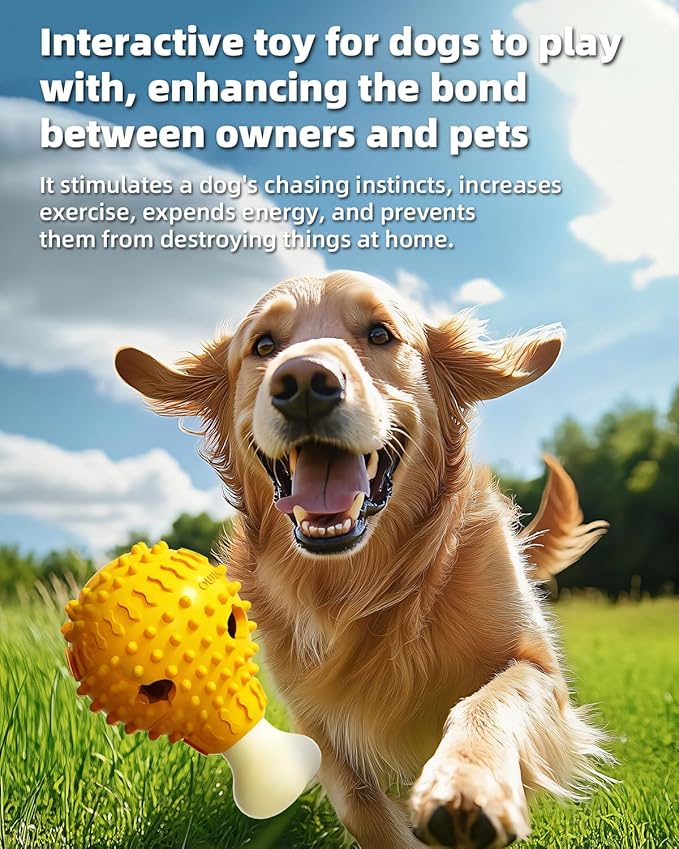 SJPNVUS Dog Squeaky Treat Dispenser Toy Food Grade TPR Chew Toy, Slow Feeder Interactive Puzzle Toy for Small Medium Large Dogs, Anti Boredom Dental Care Pet Toy