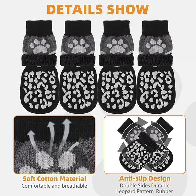 KOOLTAIL Dog Socks for Hot/Cold Pavement to Prevent Licking Paws for Hardwood Floors,Anti Slip,Pet Boots&Paw Protector with Grippers,Puppy Shoes Booties for Small Medium Large Senior Dogs
