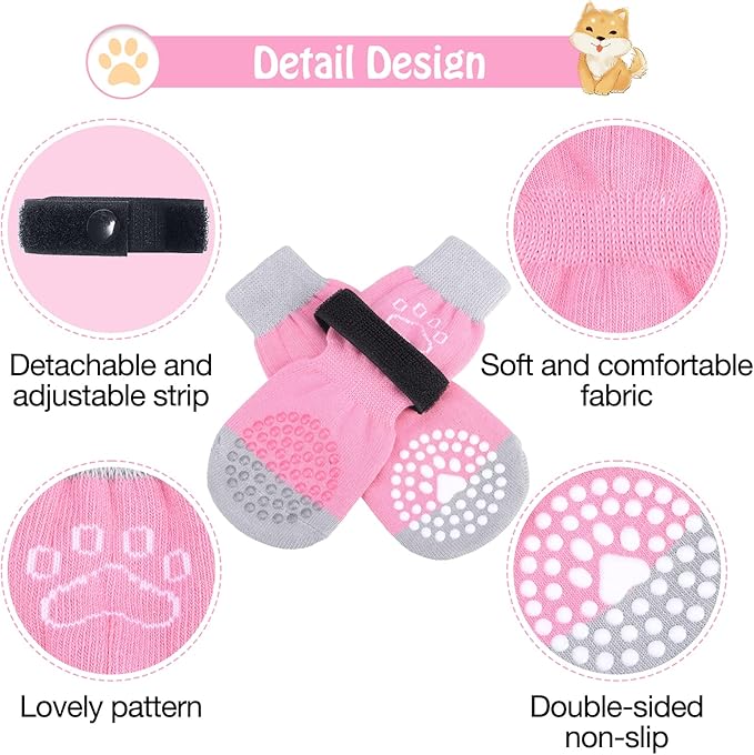 SCENEREAL 6Pcs Anti Slip Dog Socks to Prevent Licking Paws for Hot/Cold Pavement, Dog Grippy Socks for Hardwood Floors, Dog Shoes for Boots & Paw Protectors for Puppy Small Medium Large Senior Dogs