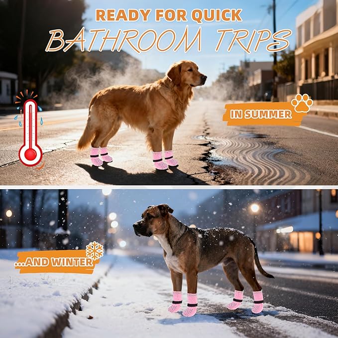KOOLTAIL Anti Slip Dog Socks Booties to Prevent Licking Paws Scratching, Pet Boots&Paw Protector for Hardwood Floors, Dog Shoes for Winter, Traction Control Grip Socks for Small Medium Large Dogs XS
