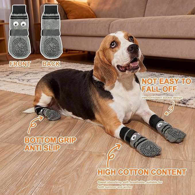Non-Slip Dog Socks & Owner Sock Set- Extra-Grip, Paw Protection for Senior & Active Dogs