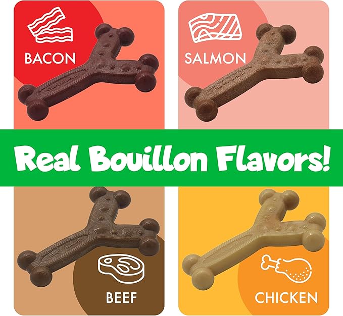 Chew'ems Durable Chewy Dog Toys | Long-Lasting & Flavorful Chew Dog Toys, Large Dog Breeds| Bacon-Flavored, Large Dogs