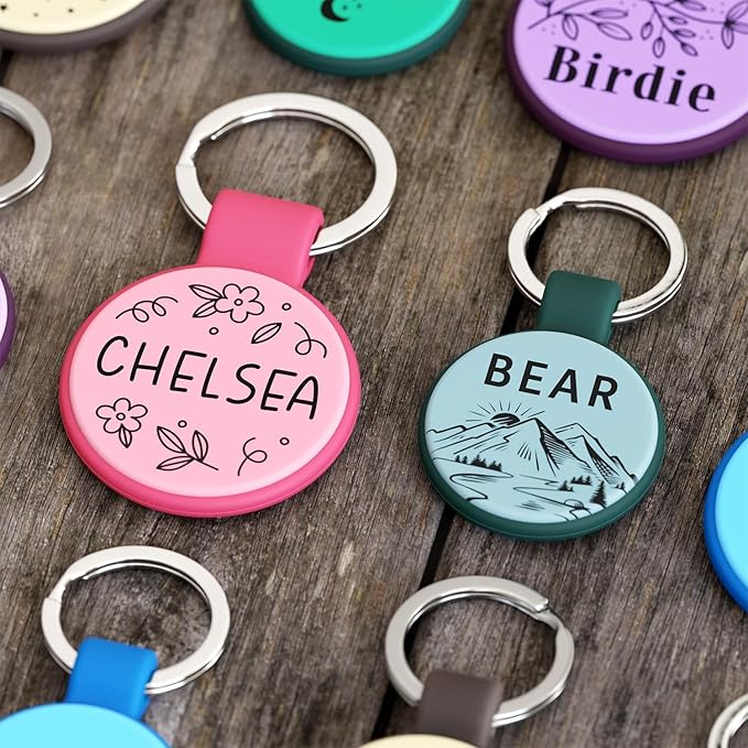 Brayhoo Silent Silicone Dog Tags, Custom Engraved Pet ID Tags for Cats and Dogs, Personalized Small Size Cat Tags with Cute Designs (Designs, Small)