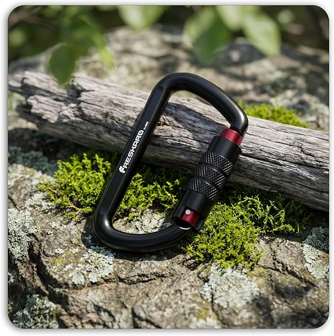 FresKaro 3inch 12kN-2698lbs Auto Locking Carabiner Clips, Solid D Shape, Heavy Duty 7075 Aluminum, Lightweight 1.09oz, Rust Proof, for Hammock, Hiking, Dog Leash, Keychain etc., Multi-Colors