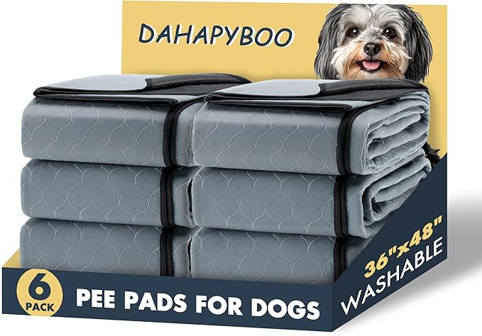 Extra Large Washable Pee Pads for Dogs,6Pack Reusable Puppy Pads for Dogs,36x48 Non-Slip Waterproof Pet Training Pads for Crate, Playpen, Bed, Sofa,Whelping Box, Potty Training
