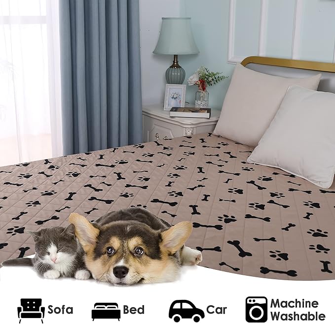 Waterproof Dog Bed Cover - nanbowang Pet Blanket Sofa Couch Furniture Protector for Kids Children Dog Cat, Reversible (40x50 Inch Pack of 1, Beige)