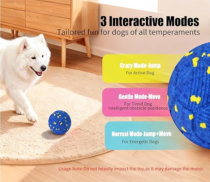 Patzoober Smart Interactive Dog Ball, Dog Soccer Ball, Auto-Rolling, Bouncing and Rotating with Chew-Resistant E-TPU Material, IP54 Waterproof for Medium and Large Dogs (Orange)
