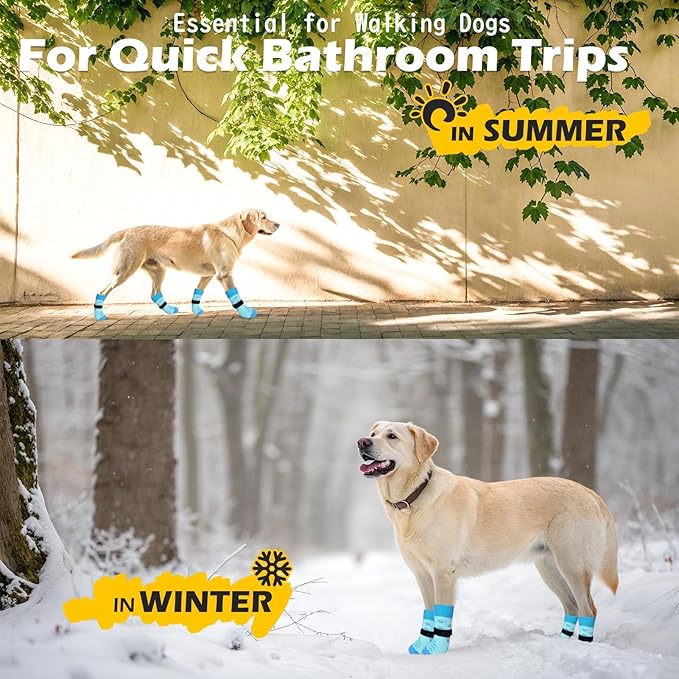 EXPAWLORER 6Pcs Anti Slip Dog Socks to Prevent Licking Paws, Dog Shoes for Winter, Double Sides Dog Boots & Paw Protectors Booties for Hardwood Floors with Grippers Small Medium Large Senior Dogs, S