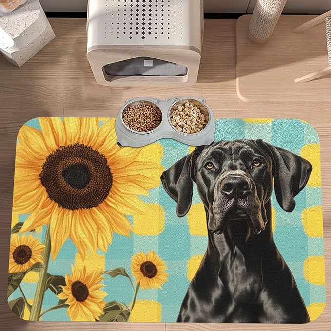 Great Dane Food Mat for Floors Waterproof,Quick Dry Anti-Slip Dog Bowl Mats for Food and Water,Pet Feeding Mats,Pet Placemat for Messy Drinkers to Protect Floors,Pets Supplies 17.72×11.81in