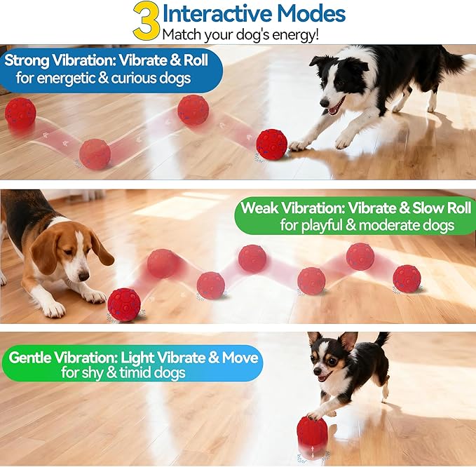 Newget Interactive Dog Toy Ball with Remote, 3 Modes Smart Moving Dog Balls with Touch Wake-Up, Automatic Bouncing/Rolling Chew-Resistant Ball for Medium & Large Dogs to Keep Busy, Indoor/Outdoor