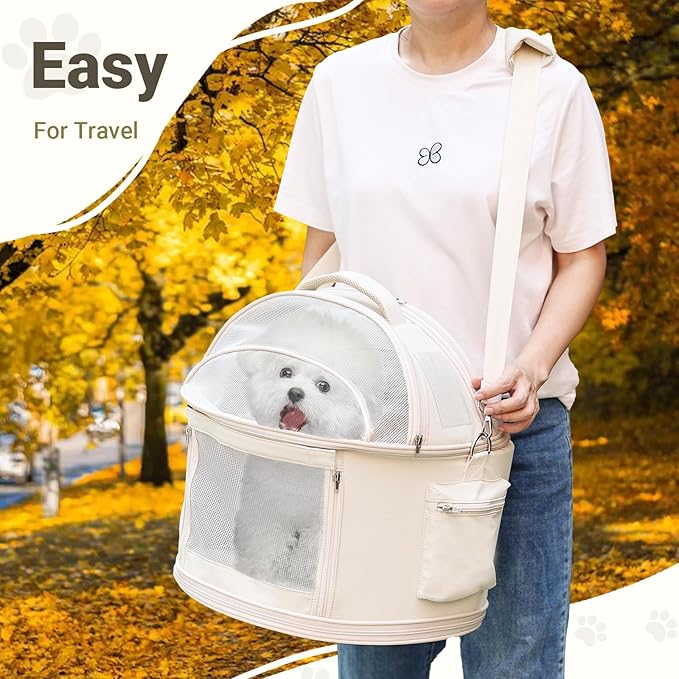 Round Pet Carrier for Small & Medium Cats & Dogs - Travel Carrier for Pets up to 22 lbs, Allows Pets to Turn and Move Easily, Ideal for Car Travel, Lightweight and Comfortable Design
