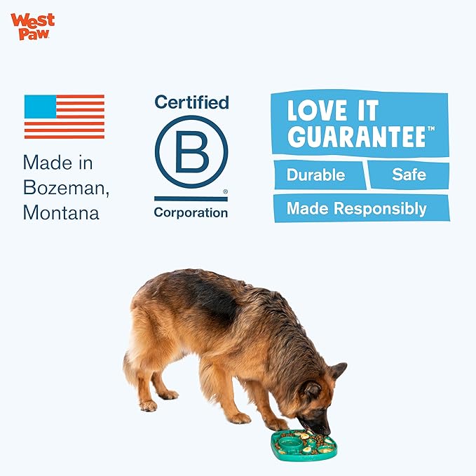 West Paw Seaflex Waves Feast Mat – All-in-One, Slow Feeder, Lick Mat – Encourages Foraging & Food Exploration - Engages Picky Eaters & Slow Feeding - Versatile – Easy to Clean, Non-Toxic - Marine