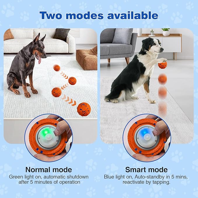 SUJF Interactive Dog Ball, Smart Interactive Dog Toys for Medium and Large Dogs, Automatic Moving Pet Ball with E-TPU Material, Rechargeable Bouncing Rotating Vibrating Dog Toy to Keep Them Busy