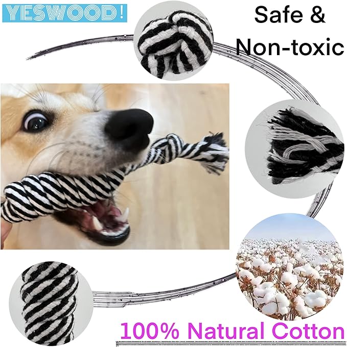 YESWOOD! Small Dog Ropes for Aggressive Chewers Puppy Chew Toys Small Soft Rope for Teething Tug of War Dog Toy Small Breed Rope Candy for Small and Medium Dogs 0-80 Pounds（4-Pack）
