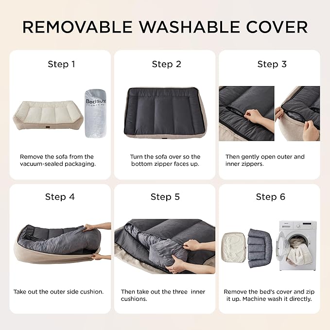 Bedsure XL Orthopedic Dog Beds Large Sized Dog - Extra Thick Supportive Dogs Couch with Waterproof Washable Cover, Extra Large Comfort Pet Bed Sofa with Soft Plush Sherpa and Nonskid Bottom, Brown