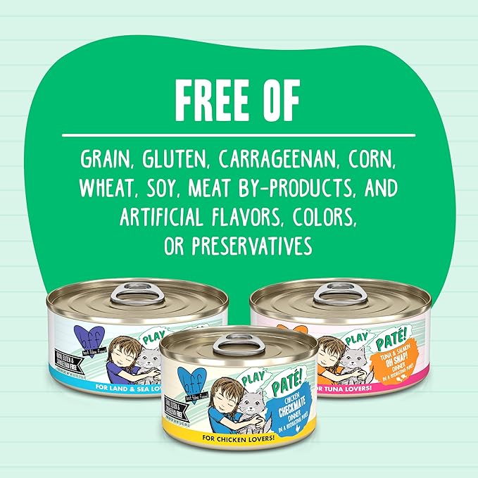 Weruva B.F.F. Play - Best Feline Friend Paté Lovers, Aw Yeah!, Chicken, Duck & Turkey Take a Chance with Chicken, Duck & Turkey, 5.5oz Can (Pack of 8)