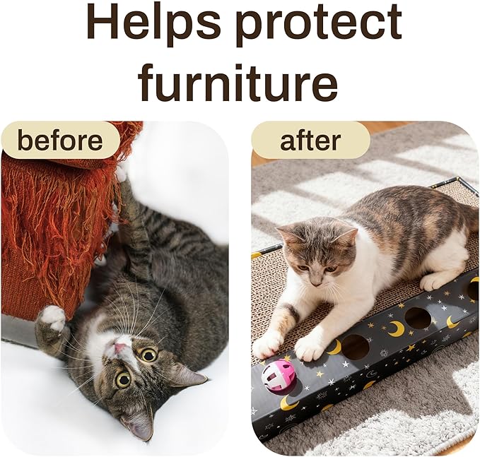 6 Pack Cat Scratch Pad with 3 Box – Cat Scratcher Cardboard to Protect Furniture,Reversible Scratcher with Catnips Box Bed Desigh for Small Medium Cat Kitten, Scratching Board for Cats