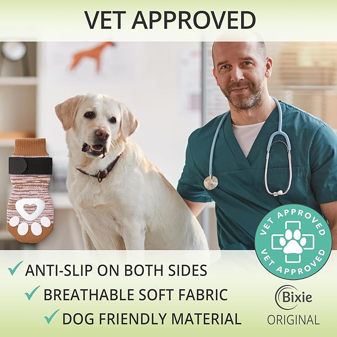 Anti Slip Dog Socks for Hardwood Floors, 6 Pack | Dog Socks to Prevent Licking Paws and Add Traction | Paw Protection for Senior Dogs | Dog Booties Alternative - XS
