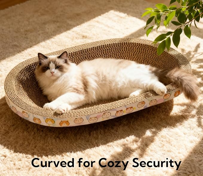 5 Pack Large Cat Scratcher Cardboard, Oval Cat Scratcher Bed Cat Scratch Pad Board Lounge Couch for Indoor Cats Bowl Shaped Cat Scratching Post Nest for Cats Grinding Claw Furniture Protector