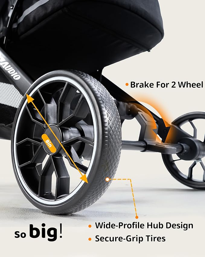 797Audio Dog Stroller for Small Medium Dogs,Pet Stroller for Cats Puppy Up to 121lbs,Foldable,One Click Folding,4 Wheel Shock Absorption,Adjustable Canopy with Sun Shades,Removable Washable Pad(Black)