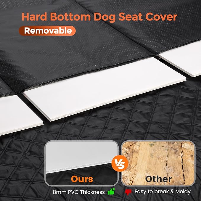 Dog Seat Cover for Back Seat - Hard Bottom Car Seat Cover for Dogs Holds 500 lbs,Waterproof Back Seat Extender for Dogs,Scratch-Proof Anti-Slip Dog Hammock for Car SUV Small Truck, Black