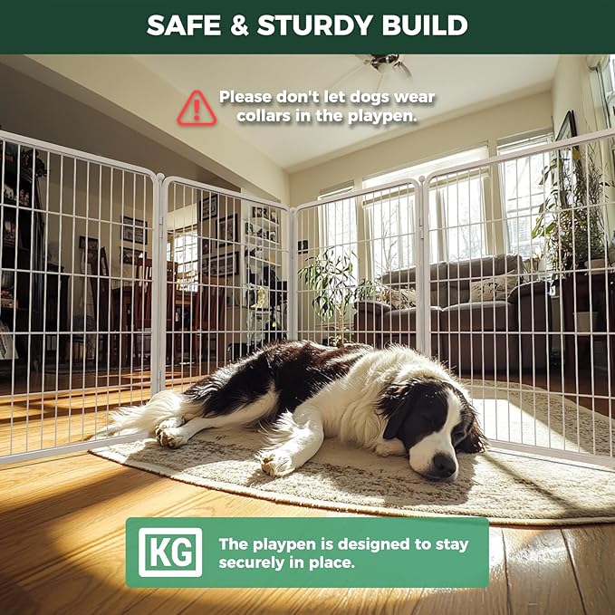 FXW Homeplus Unleashed Indoor Dog Playpen - Stress-Free and Safe Play, Heavy Duty 40 Inch 12 Panels Dog Pen for Medium and Large Dogs, White│Patented