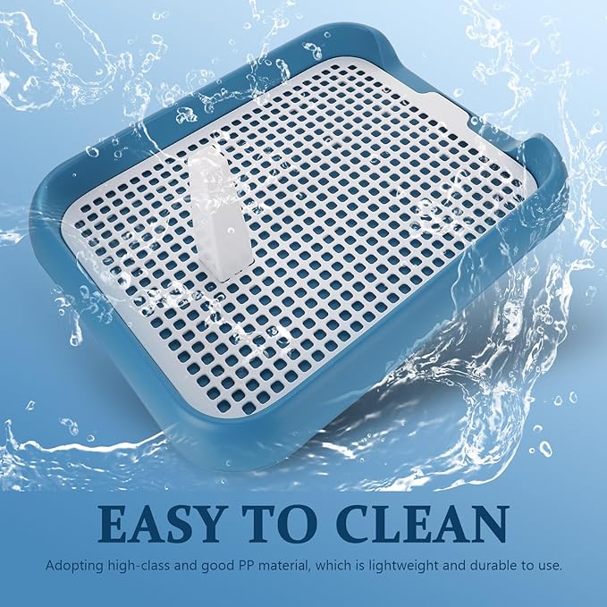 Anti- Mesh Dog Toilet Tray for Puppies Portable Indoor Pet Potty with Leak-Resistant Raised Edges Plastic Puppy Training Potty for Small to Dogs