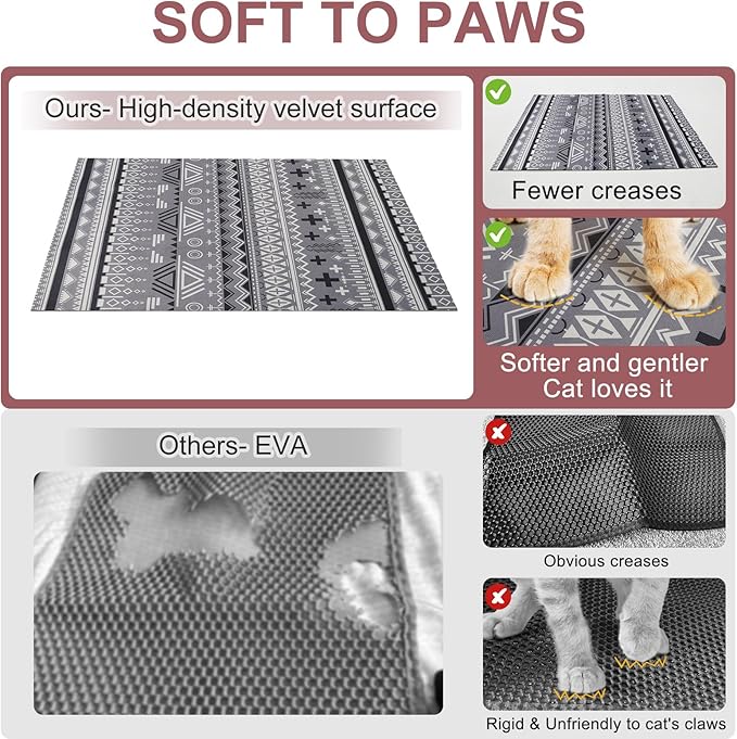 BEAUTYZOO Cat Litter Mat Large 20"x28" - Premium Waterproof Litter Trapping Mat with Non-Slip Backing, Cat Litter Box Mat Scatter Control for Floor, Machine Washable & Urine Proof, Soft for Kitty Paws
