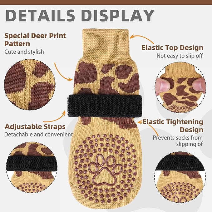 KOOLTAIL Dog Socks for Hot/Cold Pavement to Prevent Licking Paws,Dog Boots&Paw Protector for Hardwood Floors Anti Slip,Traction Control No Twist Grip Booties for Small Medium Large Senior Dogs M
