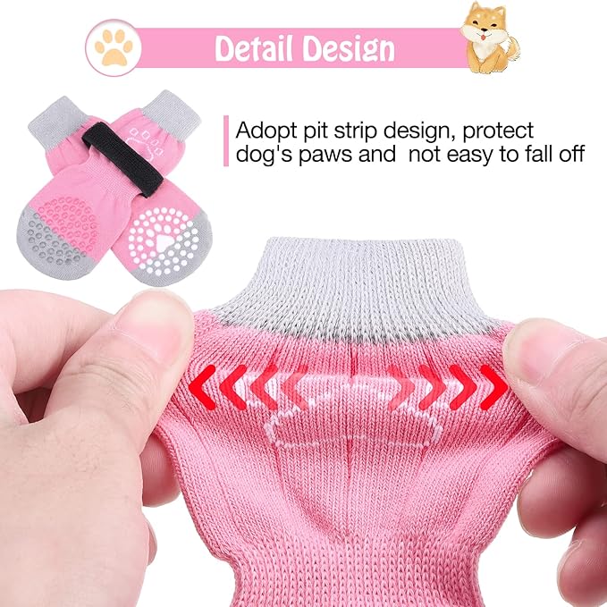 SCENEREAL 6Pcs Anti Slip Dog Socks to Prevent Licking Paws for Hot/Cold Pavement, Dog Grippy Socks for Hardwood Floors, Dog Shoes for Boots & Paw Protectors for Puppy Small Medium Large Senior Dogs