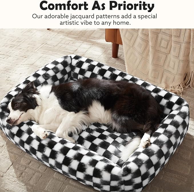 JOEJOY Small Dog Bed for Small Dogs, Rectangle Washable Orthopedic Corduroy Fleece Pet Bed with Removable Zipper Cover, Cute Soft Calming Puppy Bed with Non Skid Bottom