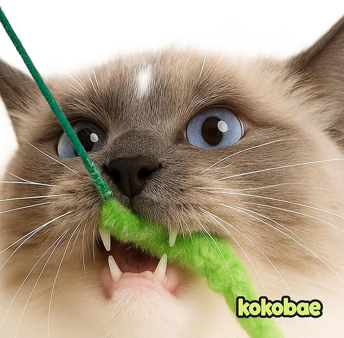 Kokobae Cat Wand Toy – Natural Grass-Inspired Cat Teaser Stick, Durable Design for Indoor Cats, Interactive Play for Exercise, Hunting, and Bonding