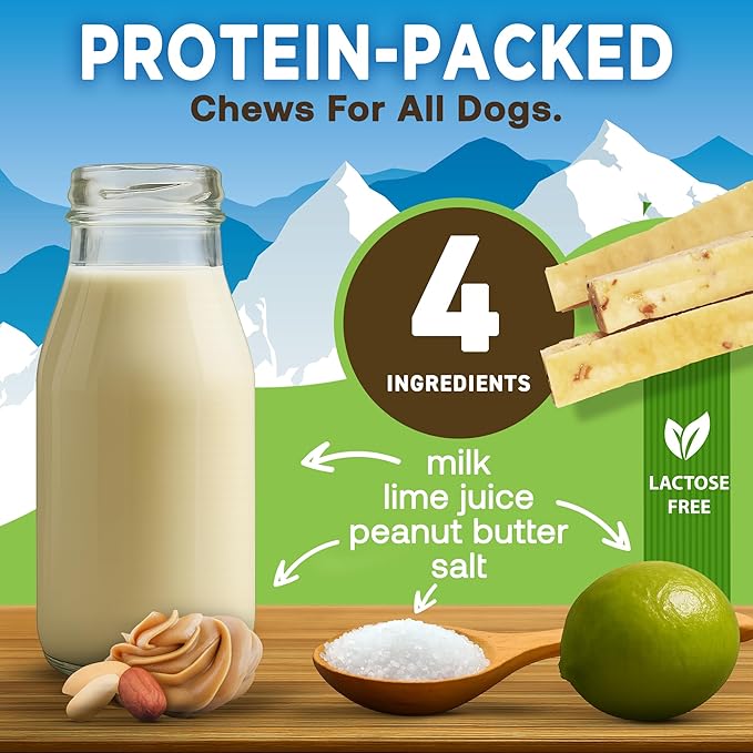 EcoKind Premium Gold Yak Cheese Himalayan Dog Chews, Dog Treats Large Breed, All Natural, High Protein Chew, Peanut Butter, Large - 12+ Chews (3 lbs)