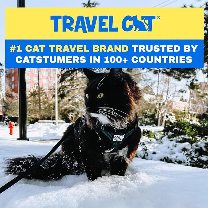 Travel Cat The Emerald Explorer Limited Edition Green Harness and Leash Set - Adjustable Fit Mesh Cat Harness with Reflective Strap - Escape Proof Harness for Cats, Kitten (Emerald, Small)