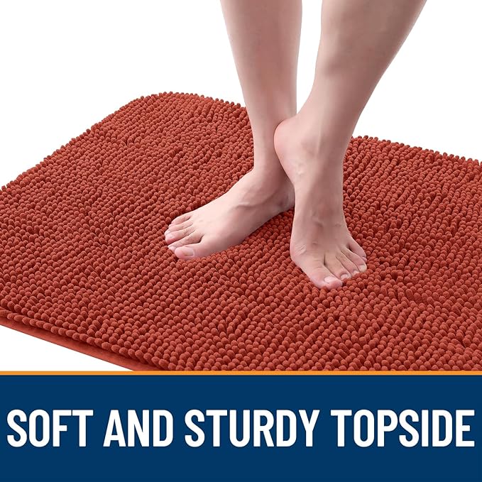 OLANLY Dog Door Mat for Muddy Paws 36x24, Absorbs Moisture and Dirt, Absorbent Non-Slip Washable Doormat, Quick Dry Chenille Mud Mat for Dogs, Entry Indoor Entryway Carpet for Inside Floor, Maple Red