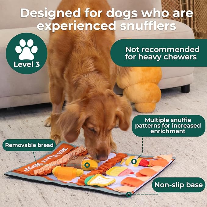 Wagorific Snuffle Mat for Dogs Pastry Shoppe for Large Dog Snuffle Mat 24” x 19”, Plush Enrichment Toy for Slow Feeder, Puppy Toys to Keep Them Busy, Machine Washable, Snuffle Mat for All Breed Sizes