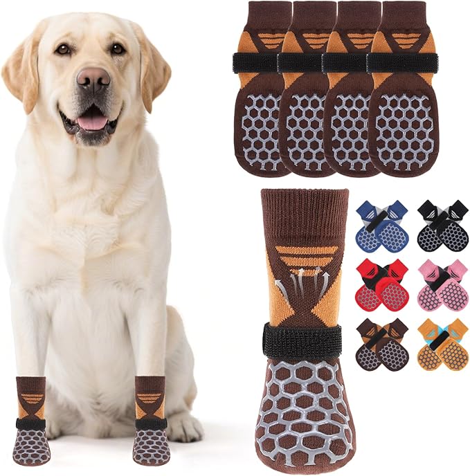 KOOLTAIL Dog Socks for Hot/Cold Pavement, Breathable & Warm Dog Socks to Prevent Licking Paws, Non Slip Pet Boots & Paw Protectors for Hardwood Floor,Grippy Shoes for Small Medium Large Senior Dogs