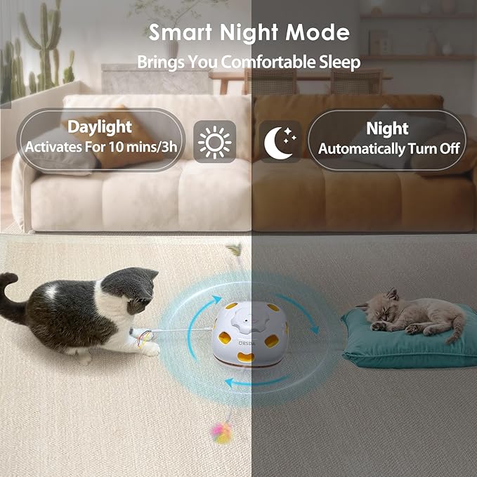 ORSDA Cat Toys for Indoor Cats, 4 in 1 Interactive Cat Toys, Automatic Cat Toy Kitten Toy, Rechargeable Electric Enrichment Toy for Cat Toy for Bored Indoor Adult Cats Hide and Seek, Whack-A-Mole