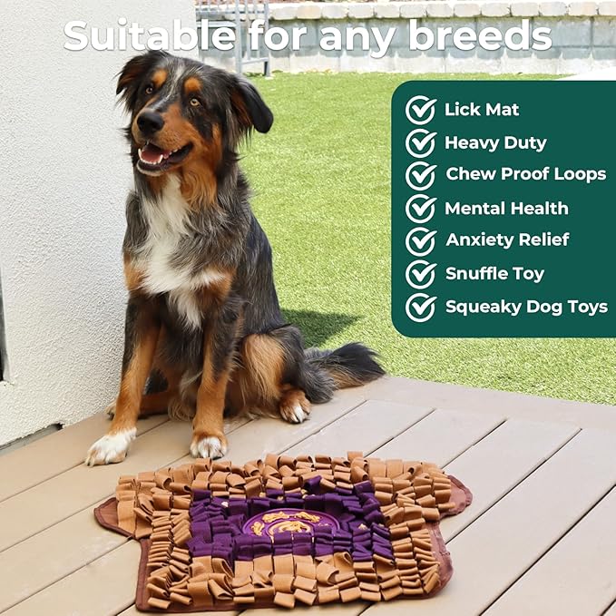 Wagorific Snuffle Mat for Dogs Toast PB&J, Large Dog Snuffle Mat 21” x 23”, Plush Enrichment Toy Slow Feeder Mental Health to Keep Them Busy, Machine Washable, Snuffle Mat for All Breeds Sizes