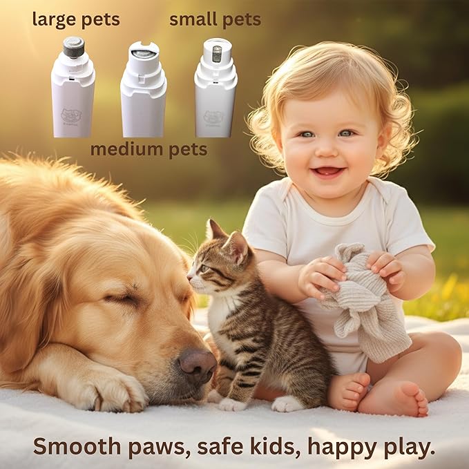 Dog Nail Grinder– Professional 2-Speed Electric Rechargeable Pet Nail Trimmer Painless Paws Grooming & Smoothing for Small Medium Large Dogs and Cats (White)