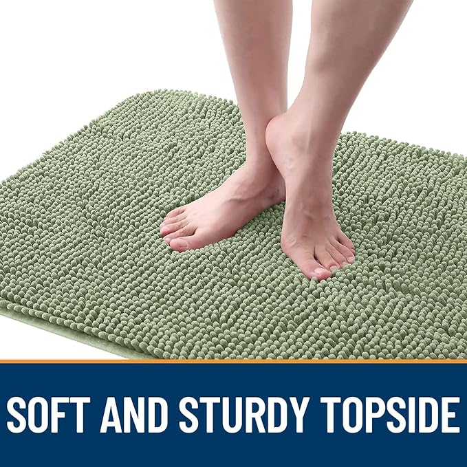 OLANLY Dog Door Mat for Muddy Paws 44x32, Absorbs Moisture and Dirt, Absorbent Non-Slip Washable Doormat, Quick Dry Chenille Mud Mat for Dogs, Entry Indoor Entryway Carpet for Inside Floor, Sage Green