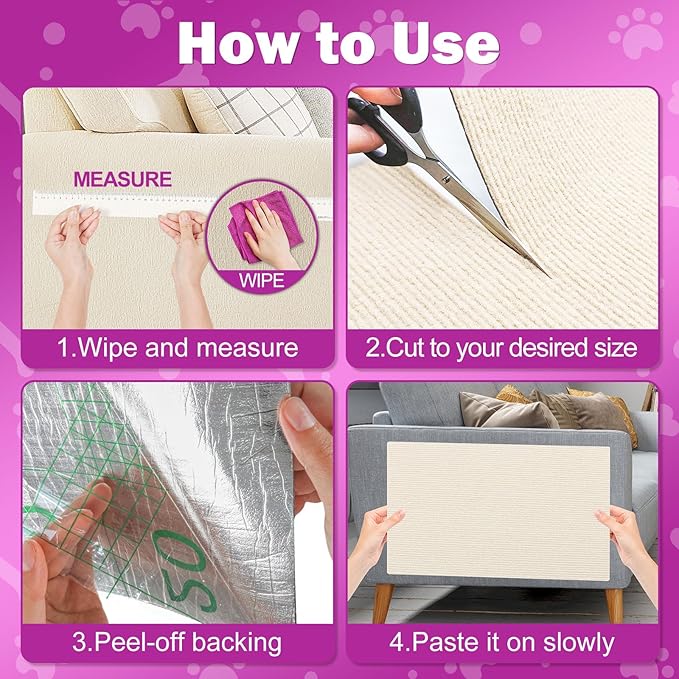 Anti Cat Scratch Couch Furniture Protector, 78.7x15.8 Wall Corner Scratcher Pads Mat, DIY Climbing Scratching Carpet Post Board Replacement