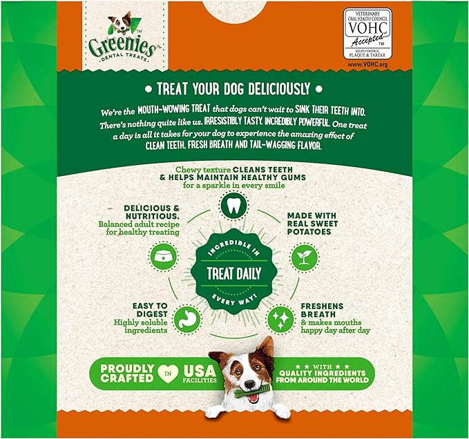Greenies Veterinarian-Recommended Adult Natural Dental Dog Treats Teenie Size, Sweet Potato Flavor, 36 oz. Pack, 130 Count