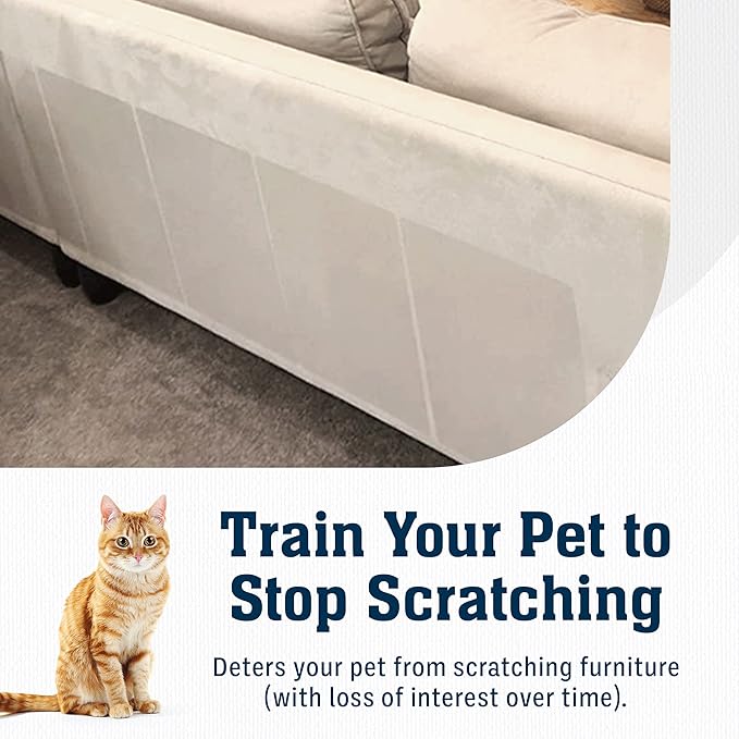 18 Pack XL Anti Cat Scratch Furniture Protector - Couch Protector from Cat Claws w/Twist Pins - Heavy Duty, Strong, Clear, Easy-to-Apply Scratching Deterrent and Shield for Sofa