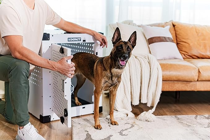Impact Indestructible High Anxiety Dog Crate for Medium Dogs - Heavy Duty Escape Proof Indoor Dog Kennel with Powder-Coated Aluminum - Ideal for Escape Artists (Black, 30" (30.5" L x 20.5" W x 26" H)
