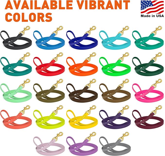 Viper K9 Biothane Working Dog Leash Waterproof Lead for Tracking Training Schutzhund Dog Sport & Search - Odor-Proof Long Line with Solid Brass Snap for Puppy Medium Large 3/4" x 20ft Battleship Gray