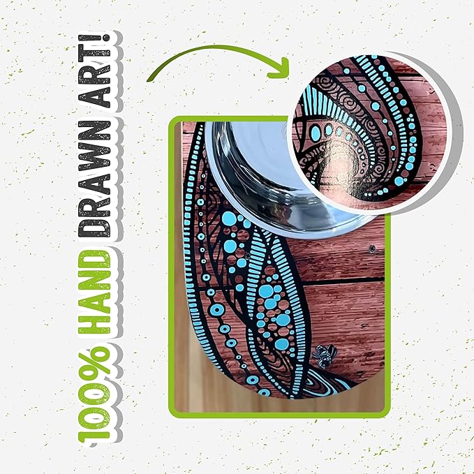Funky Flies Island Time Skatebowl - Elevated Cat Bowl, Elevated Water Bowl, Skateboard Cat Food & Water Stand