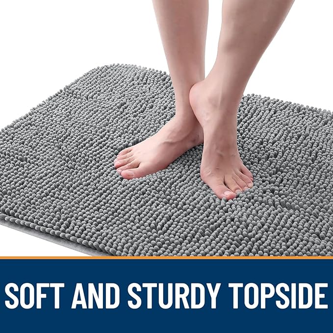 OLANLY Dog Door Mat for Muddy Paws 70x35, Absorbs Moisture and Dirt, Absorbent Non-Slip Washable Doormat, Quick Dry Chenille Mud Mat for Dogs, Entry Indoor Entryway Carpet for Inside Floor, Grey